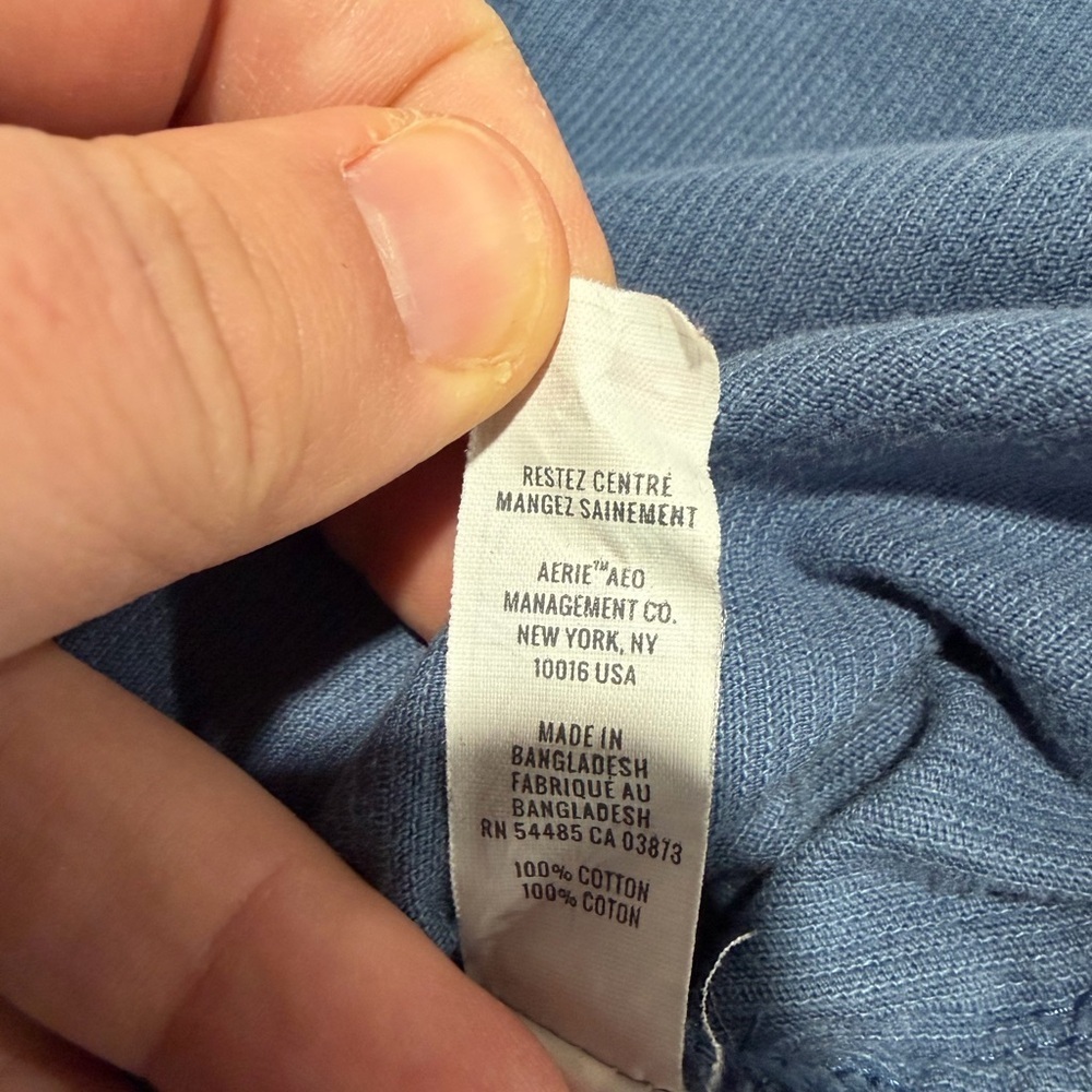 2/$25 Aerie Blue Textured Corduroy Long Sleeve Half Zip Tunic Shacket Top - Picture 9 of 10